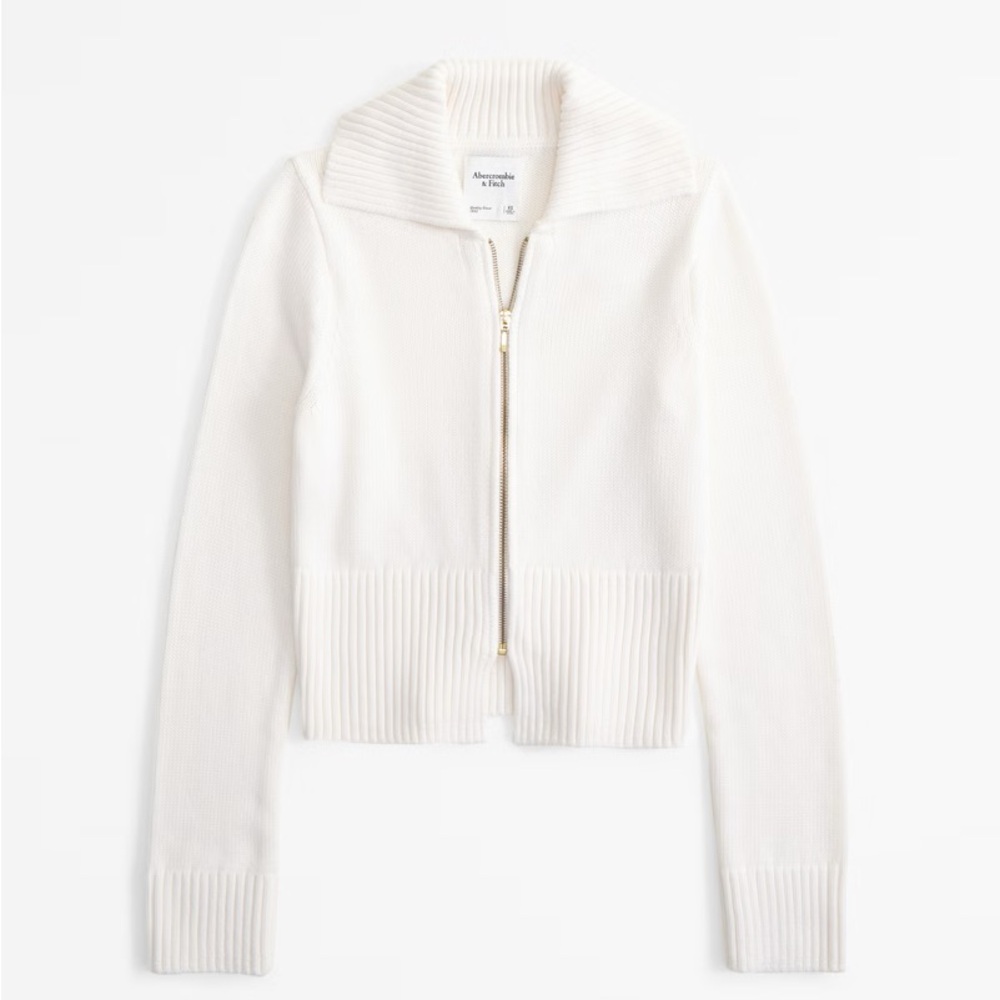 Abercrombie - Zip-Up Ribbed Knit Collar Sweater